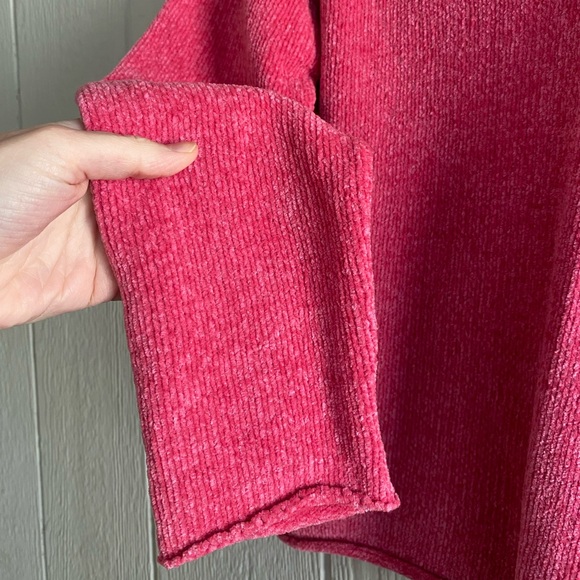 Hot Pink Chenille V-Neck Preppy Classic Versatile Cozy Cabincore Sweater Size PM - Picture 3 of 9